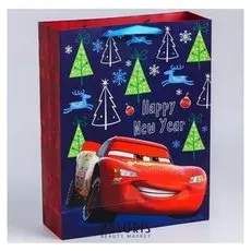 Пакет ламинат вертикальный "С новым годом!", 31х40х11 см, тачки