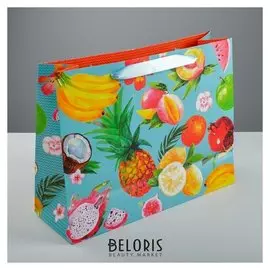 Пакет ламинированный горизонтальный, «Экзотические фрукты», 35 × 27 × 12 см