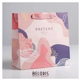 Пакет ламинированный квадратный Present For You, 22 × 22 × 11 см