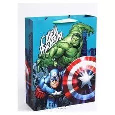 Пакет ламинированный вертикальный «С днем рождения, супергерой!», мстители, 31 х 40 х 11 см
