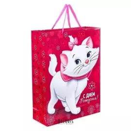 Пакет ламинированный вертикальный "С днем рождения, чудесная девочка!", коты аристократы, 31 х 40 х 11 см