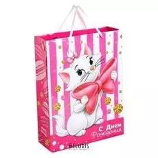 Пакет ламинированный вертикальный "С днем рождения", коты аристократы, 23 х 27 х 11.5 см