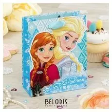 Пакет ламинированный вертикальный "С днем рождения", холодное сердце, 12 х 15 х 5.5 см