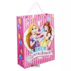 Пакет ламинированный вертикальный "С днем рождения", принцессы, 31 х 40 см