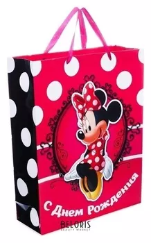 Пакет ламинированный вертикальный "С днем рождения, красотка!", минни маус, 18 х 23 х 10 см
