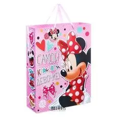 Пакет ламинированный вертикальный "Самой красивой девочке", минни маус, 23 х 27 см, + мини-открытка