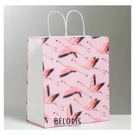 Пакет подарочный крафтовый Best Wishes, 28 × 32 × 15 см