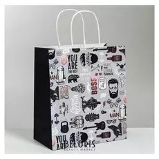 Пакет подарочный крафтовый «Крутой», 22 × 25 × 12