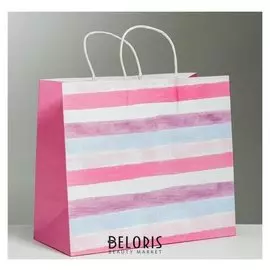 Пакет подарочный крафтовый Love, 32 × 28 × 15 см