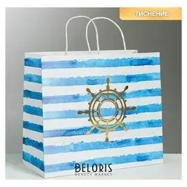 Пакет подарочный крафтовый «Якорь», 32 × 28 × 15 см