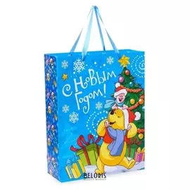 Пакет подарочный ламинированный «С новым годом!», медвежонок винни, 31 х 40 х 11 см