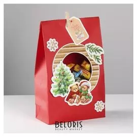 Пакет подарочный «Мишки под ёлкой», набор для создания, 15.5 × 28.5 см