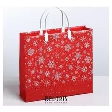Пакет подарочный пластик «Снежинки», 30 × 5 × 30 см