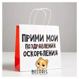 Пакет подарочный «Поздравления», 22 х 22 х 11 см