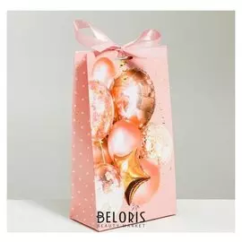 Пакет подарочный с лентой «Шарики», 13 × 23 × 7 см