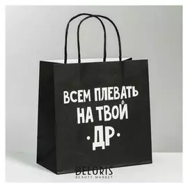 Пакет подарочный «Всем плевать на твой др», 22 × 22 × 11 см