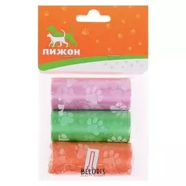 Пакеты для уборки за собаками с узором (3 рулона по 15 пакетов)