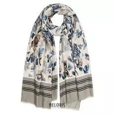 Палантин женский, цвет бежевый/цветы, размер 90х180