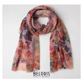 Палантин женский Pc4075_1842-3 цвет молочный/принт листья, р-р 75х180