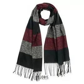 Палантин женский шерстяной, цвет серый/чёрный, размер 65х180