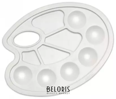 Палитра для рисования пластиковая, овальная, 6 отделений для красок и 4 отделения для смешивания