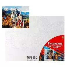 Палитра. холст с красками 30х40 см по номерам, в плёнке «Европейский замок в горах»