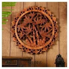 Панно резное дерево "Райский лес" 40х40х2 см