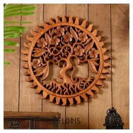 Панно резное дерево "Райское дерево" 40х40х2 см