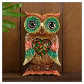 Панно "Совушка с сердцем" дерево 15х1,5х30 см