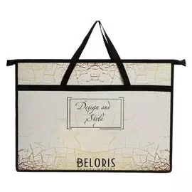 Папка А3 с ручками пластиковая, молния сверху, 470 х 335 х 50 мм, пм-а3-26, «Золотая текстура»