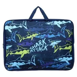 Папка А3, с ручками, текстильная, 490 х 360 х 45 мм, «Оникс», ПМД 3-20, «цветные акулы» (Ручка-тесьма)