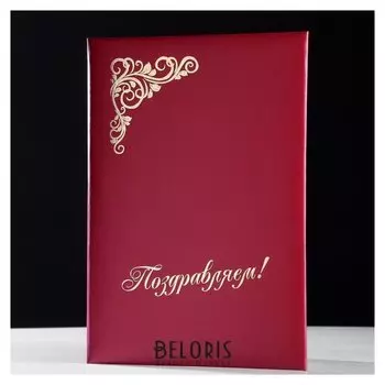 Папка адресная "Поздравляем" бумвинил, мягкая, бордовый, А4