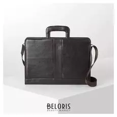 Папка деловая, 2 отдела на молниях, наружный карман, цвет коричневый