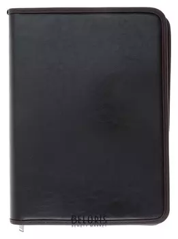 Пaпка деловая, искусственная кожа, 360х260х30 мм, люкс, с металлическим прижимом, коричневая