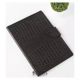 Папка для документов на кнопке, 3 комплекта, цвет коричневый