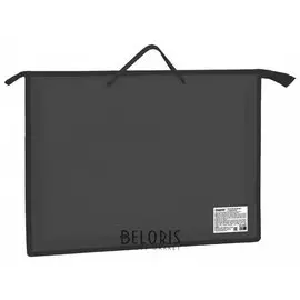 Папка для рисунков и чертежей А3, ручки-шнурок, пластик, молния сверху, Пифагор, черная