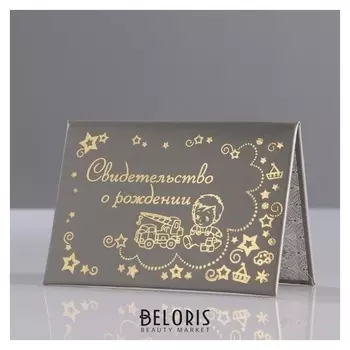 Папка для свидетельства о рождении "Мальчик" кож.зам., серебро, А5