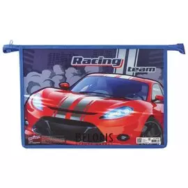 Папка для тетрадей А4, 1 отделение, пластик, молния сверху Racing team