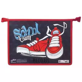 Папка для тетрадей А4, 1 отделение, пластик, молния сверху, Sneakers