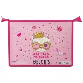 Папка для тетрадей А4, 1 отделение, пластик, молния сверху, Little Princess