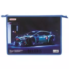 Папка для тетрадей а4, картон, цветная печать, молния сверху, "Неон"