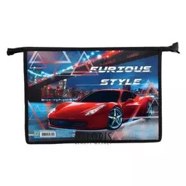 Папка для тетрадей А4, молния сверху, пластик/ламинированный картон Style