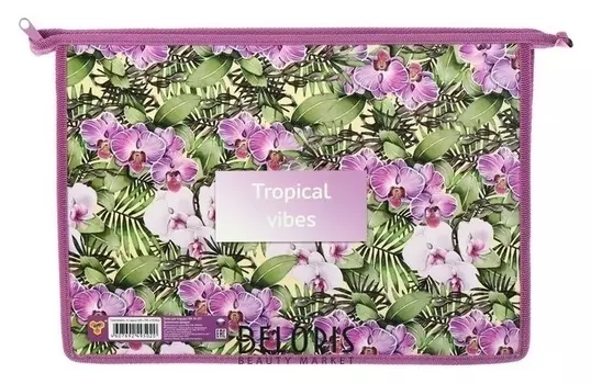 Папка для тетрадей А4, молния сверху, пластиковая/ламинированный картон, пм-а4-291, «Тропические орхидеи»