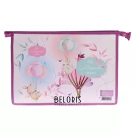 Папка для тетрадей А4, молния сверху, пластиковая, пм-а4-29, «Нежность»