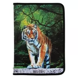 Папка для тетрадей А4, молния вокруг, пластиковая, Wild Tiger