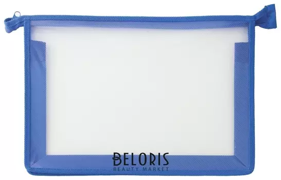 Папка для тетрадей а4 пластик, молния сверху, прозрачная, синяя