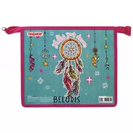 Папка для тетрадей А5, 1 отделение, пластик, молния сверху Dreamcatcher