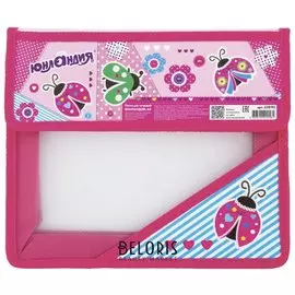 Папка для тетрадей А5, 2 отделения, пластик, клапан на липучке Божья коровка