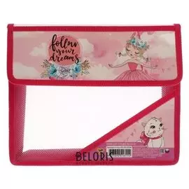 Папка для тетрадей А5, клапан на липучке, пластиковая, с уголком, «Милая балерина»