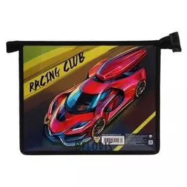 Папка для тетрадей А5, молния сверху, пластиковая, Racing Clab